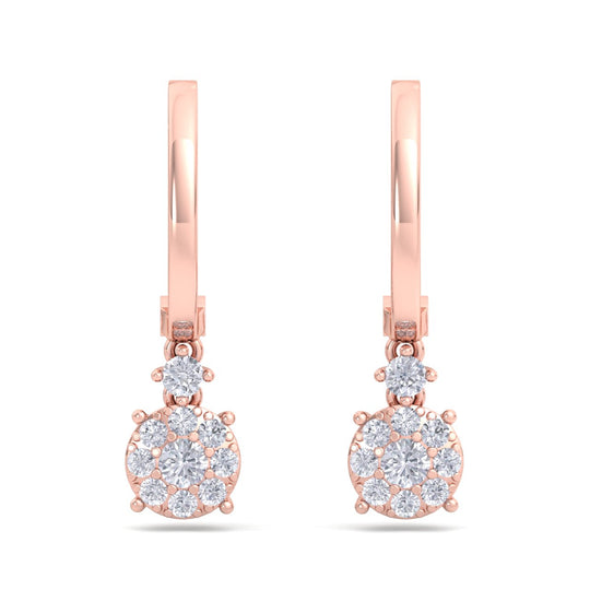 Elegant round drop earrings in yellow gold with white diamonds of 0.44 ct in weight - HER DIAMONDS®