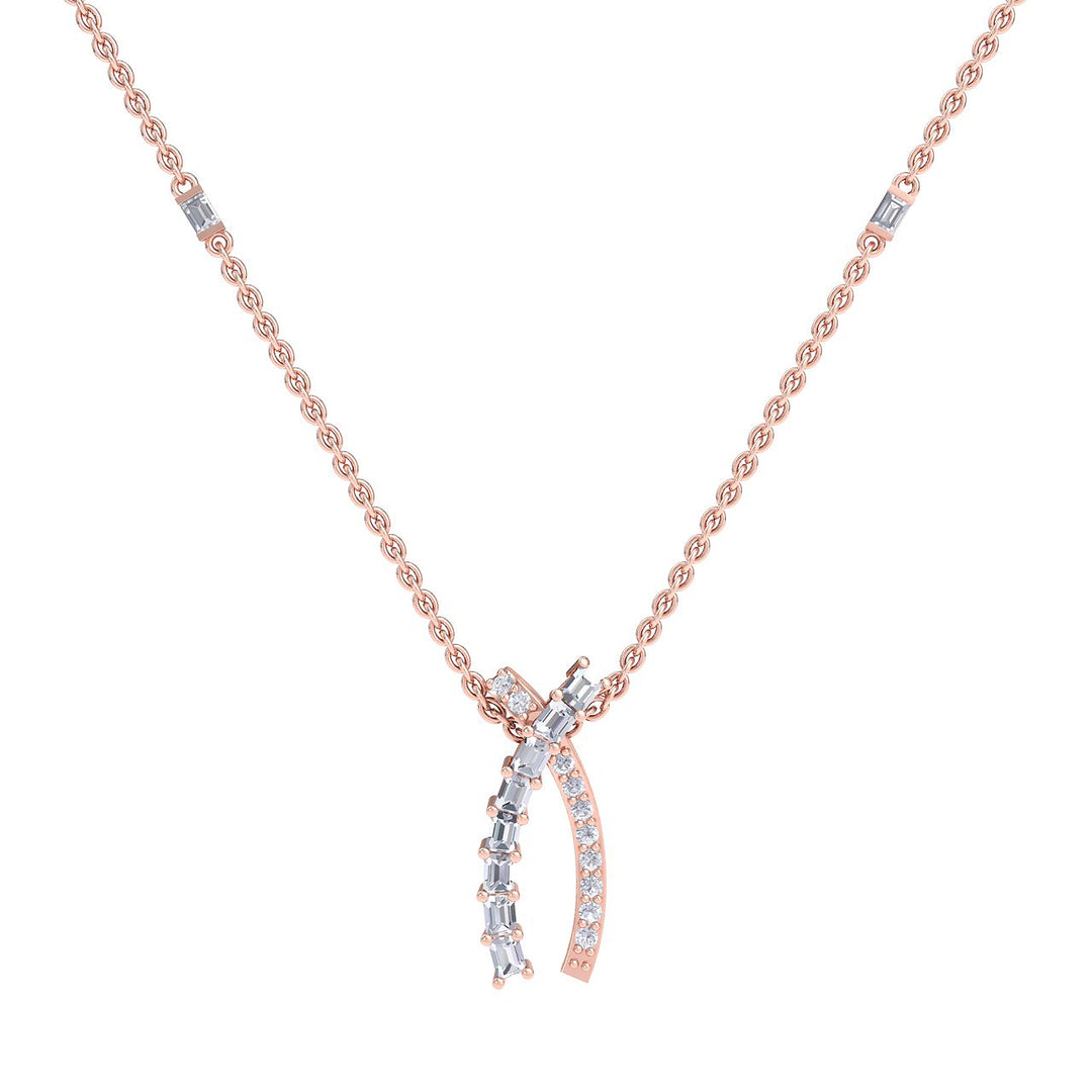 Wishbone necklace in rose gold with white diamonds of 0.39 ct in weight - HER DIAMONDS®