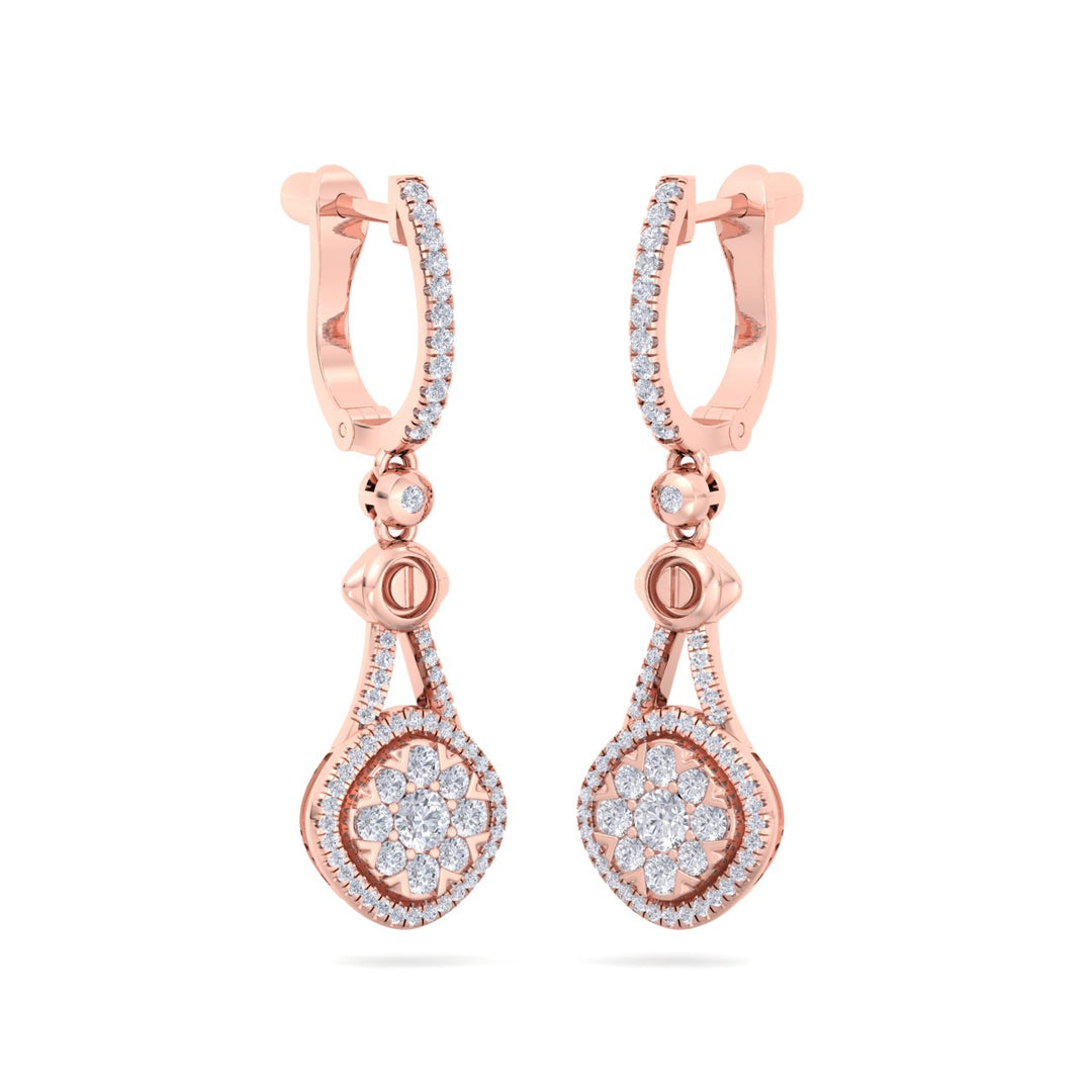 Drop earrings in rose gold with white diamonds of 0.88 ct in weight - HER DIAMONDS®