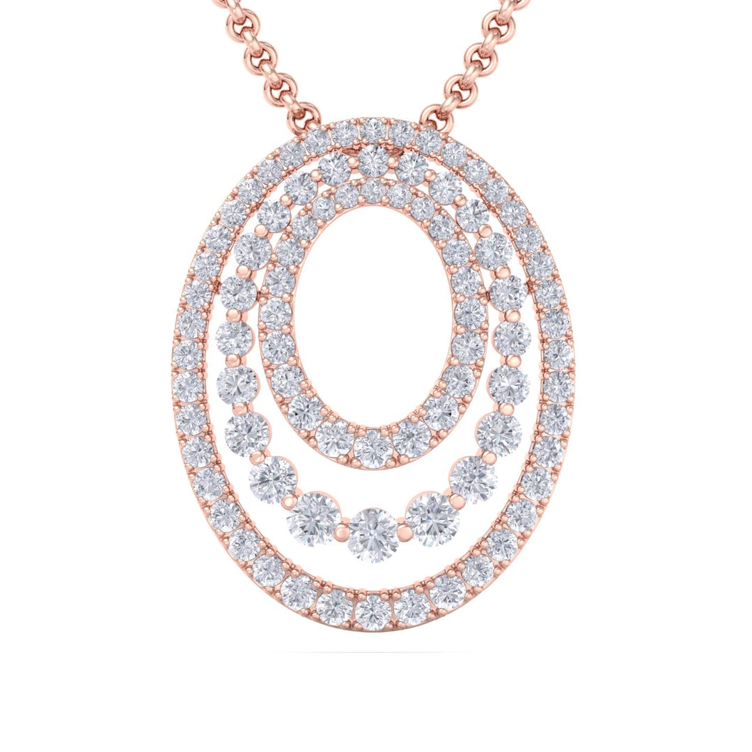 Oval pendant in rose gold with white diamonds of 2.63 ct in weight