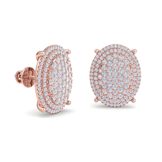 Petite oval shaped earrings in yellow gold with white diamonds of 1.35 ct - HER DIAMONDS®