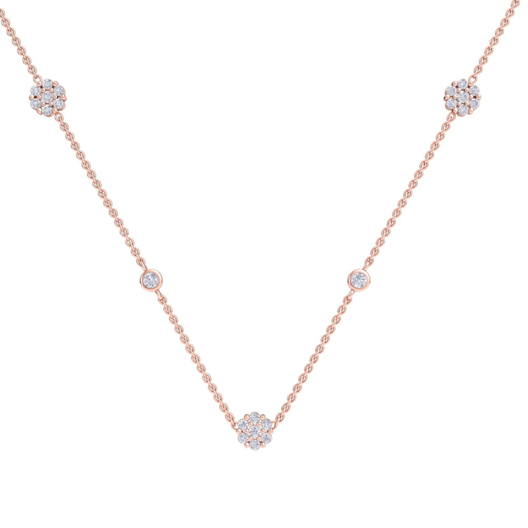 Necklace in rose gold with white diamonds of 0.72 ct in weight - HER DIAMONDS®