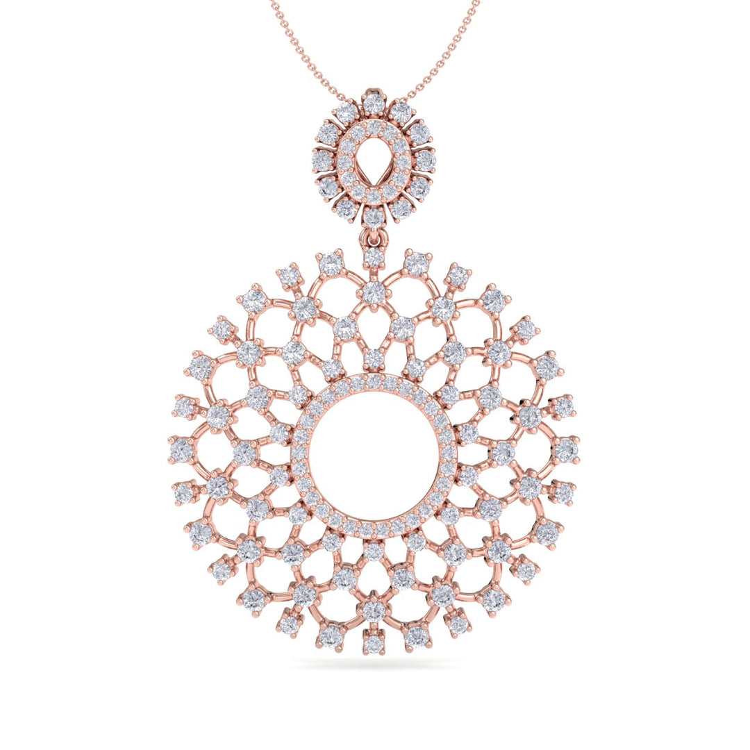 Monogram pendant necklace in rose gold with white diamonds of 2.27 ct in weight - HER DIAMONDS®