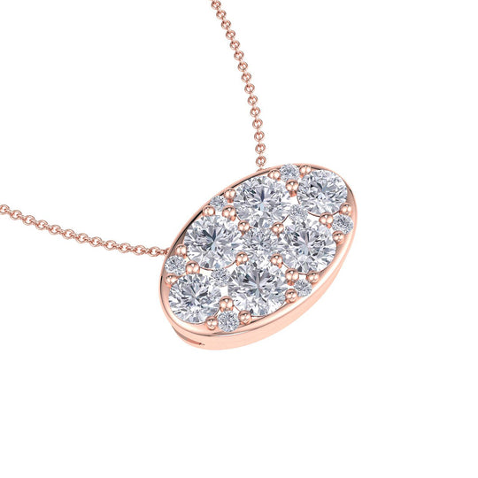 Oval shape pendant in white gold with white diamonds of 0.80 ct in weight - HER DIAMONDS®