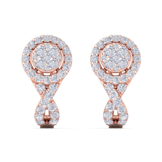 Classic earrings with french clip in yellow gold with white diamonds 0.45 ct in weight