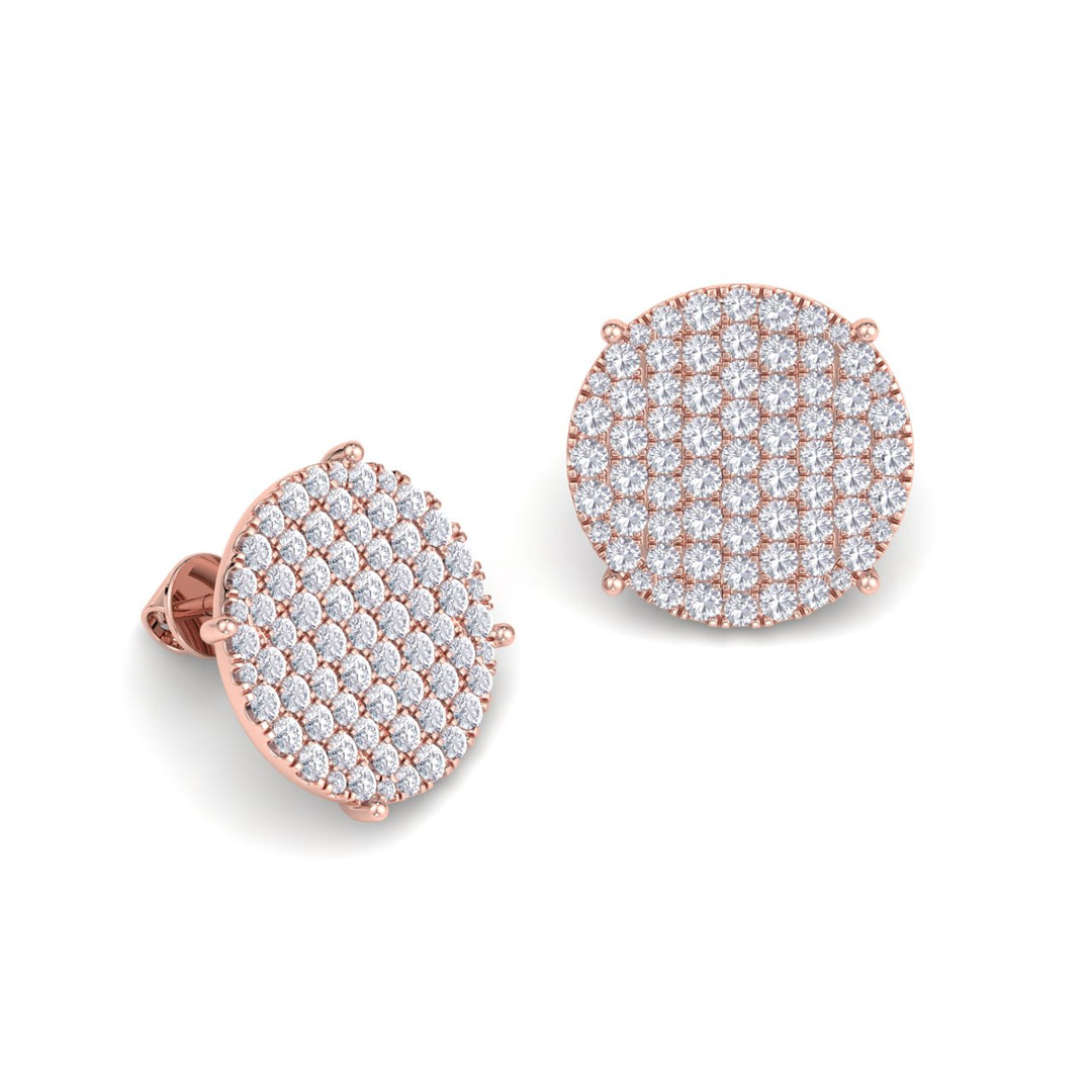 Round diamond stud earring with four-prong in rose gold with white diamonds of 2.95 ct in weight - HER DIAMONDS®