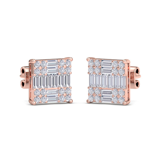 Stud earrings in rose gold with white diamonds of 1.88 ct in weight - HER DIAMONDS®