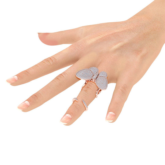 Enchanted butterfly ring in rose gold with white diamonds of 2.79 ct in weight