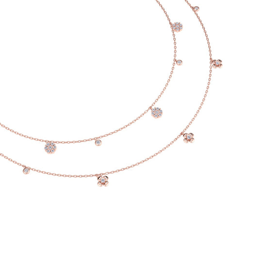 Multi-strand necklace in yellow gold with white diamonds of 0.50 ct in weight - HER DIAMONDS®