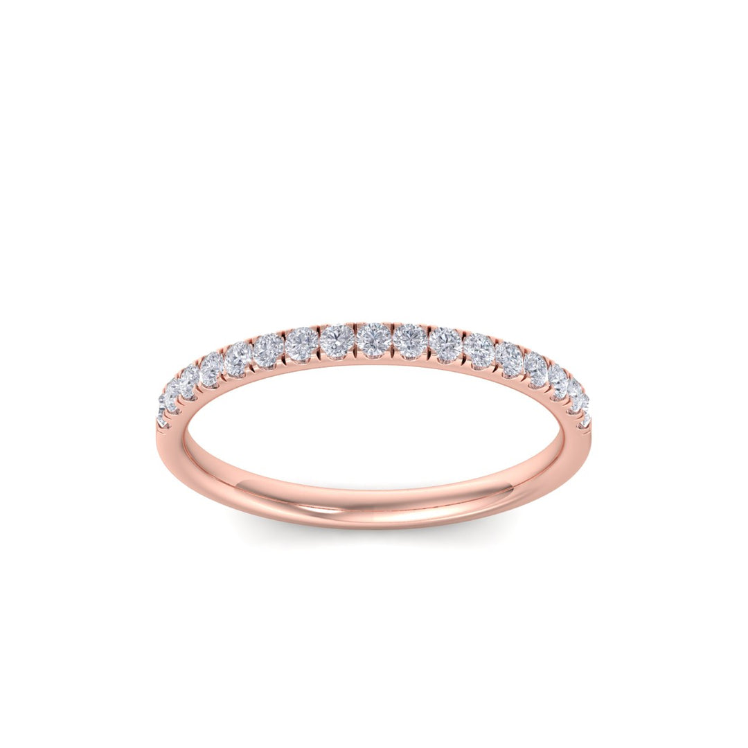 Pavé half eternity band in rose gold with white diamonds of 0.24 ct in weight