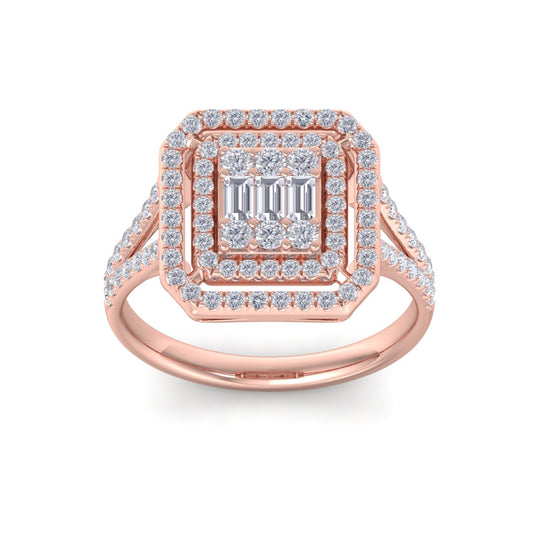 Square ring in white gold with white diamonds of 0.62 ct in weight - HER DIAMONDS®