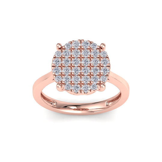 Round shape ring in yellow gold with white diamonds of 0.93 ct in weight