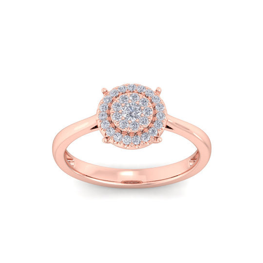Halo engagement ring in rose gold with white diamonds of 0.27 ct in weight