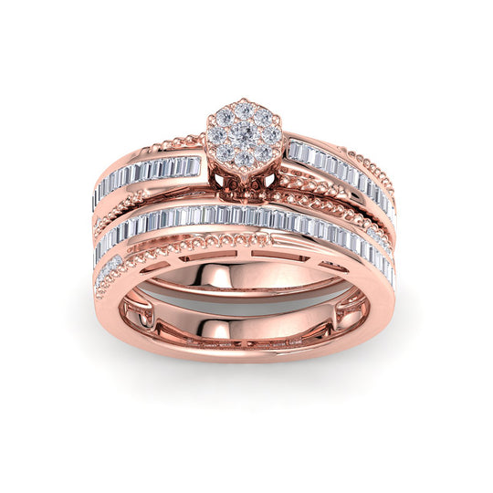 Bridal ring set in yellow gold with white diamonds of 0.58 ct in weight - HER DIAMONDS®