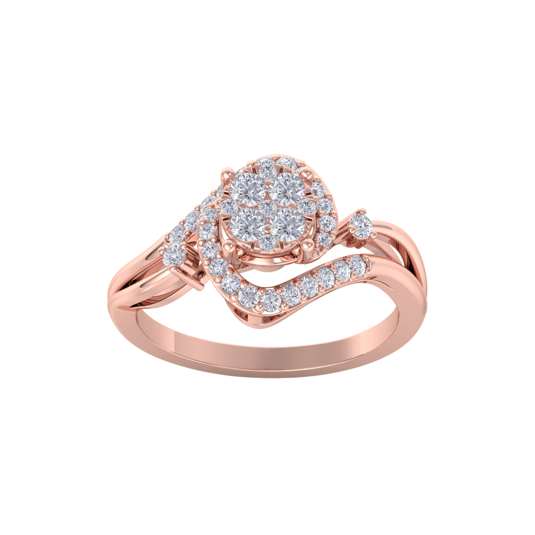 Engagement ring in rose gold with white diamonds of 0.26 ct in weight