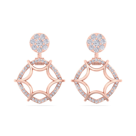 Elegant earrings in rose gold with white diamonds of 0.68 ct in weight - HER DIAMONDS®
