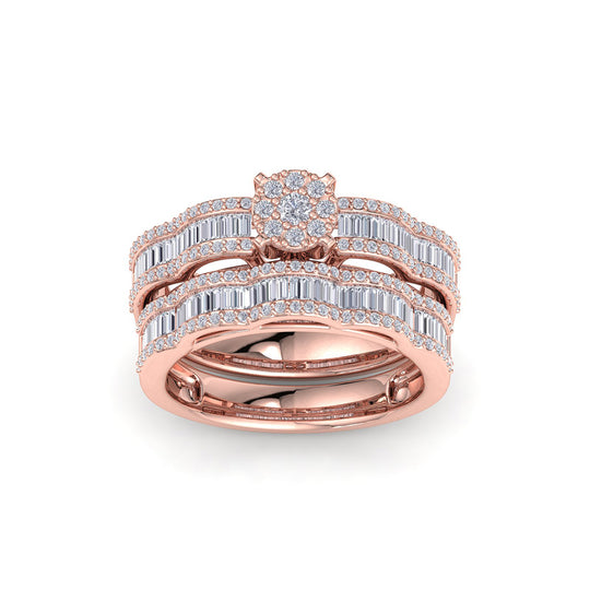 Wave bridal ring set in rose gold with white diamonds of 1.17 ct in weight