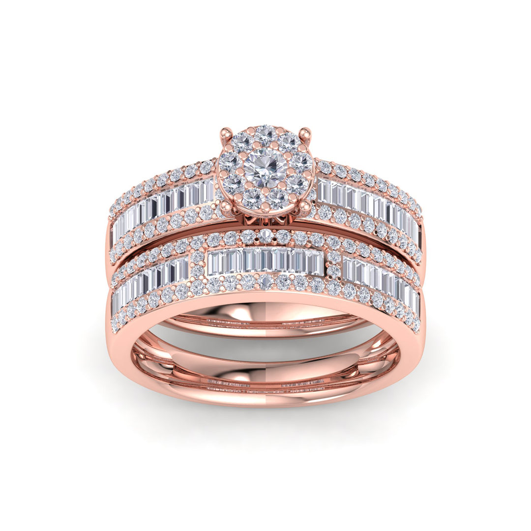 Bridal set in rose gold with white diamonds of 0.86 ct in weight