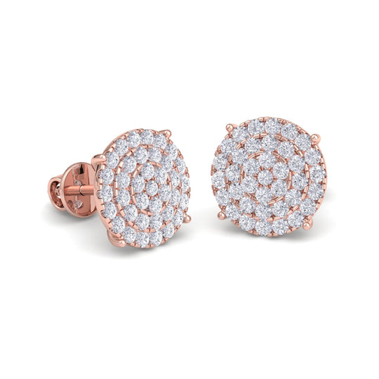 Round diamond stud earring in white gold with round white diamonds of 1.11 ct in weight - HER DIAMONDS®