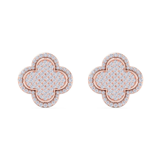 Cross stud earrings in rose gold with white diamonds of 1.34 ct in weight