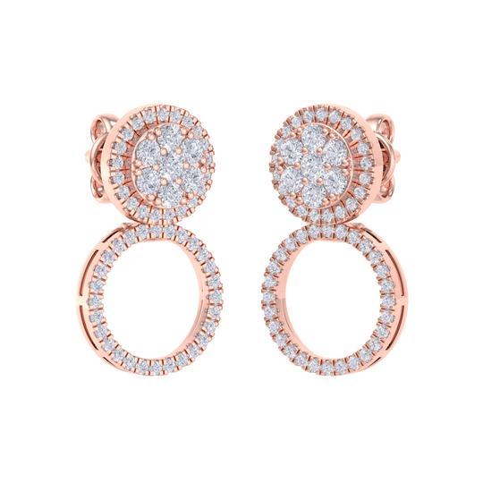 3 in 1 earrings in yellow gold with white diamonds of 0.79 ct in weight