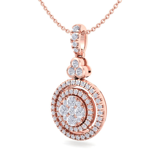 Round pendant in yellow gold with white diamonds of 0.65 ct in weight - HER DIAMONDS®