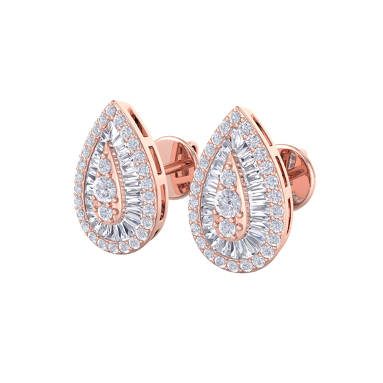 Pear shaped earrings in rose gold with white diamonds of 0.79 ct in weight