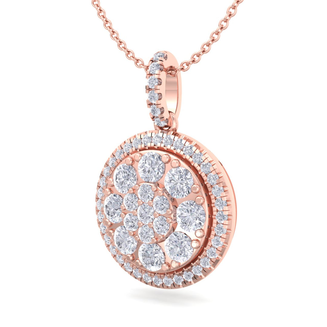 Round pendant in yellow gold with white diamonds of 1.09 ct in weight - HER DIAMONDS®