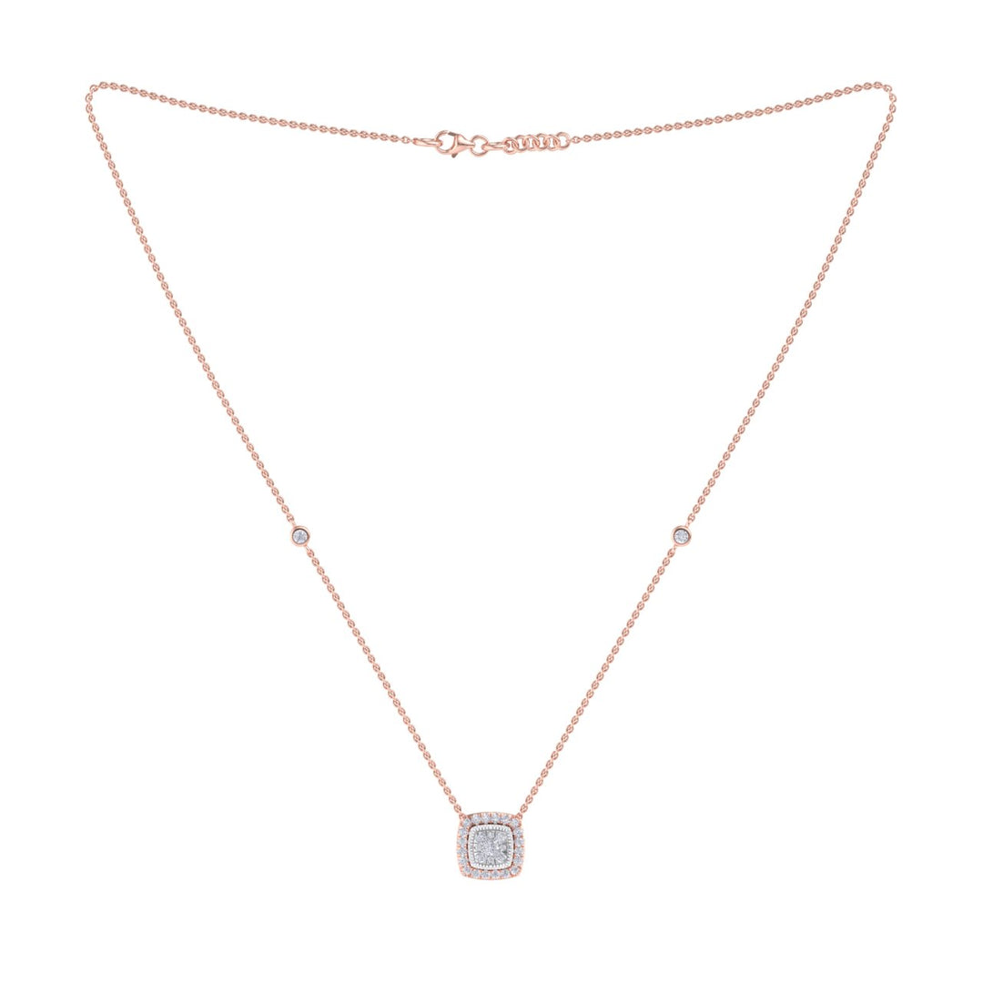 Square pendant necklace in white gold with white diamonds of 0.54 ct in weight
