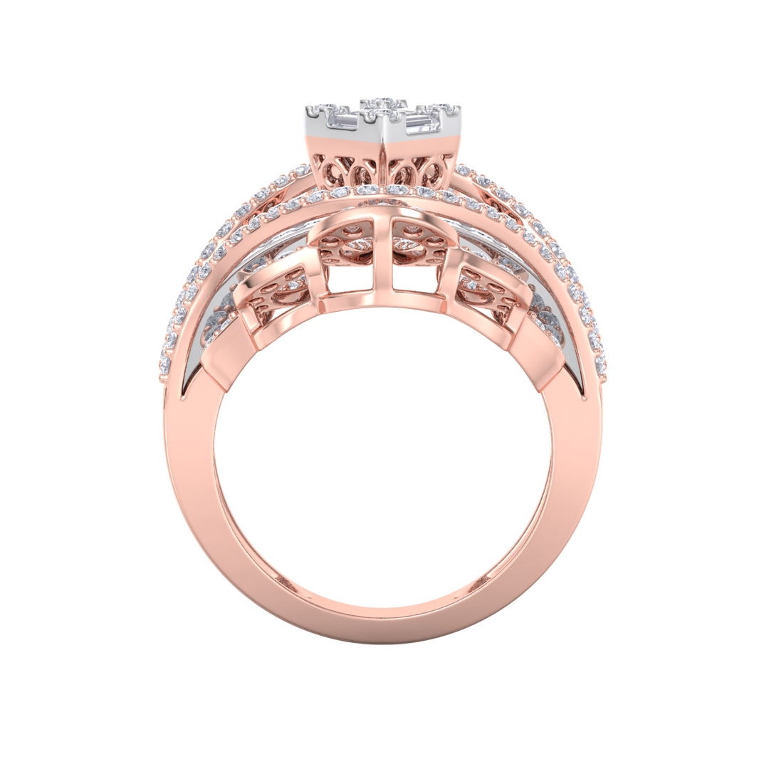 Statement ring in rose gold with white diamonds of 2.29 ct in weight