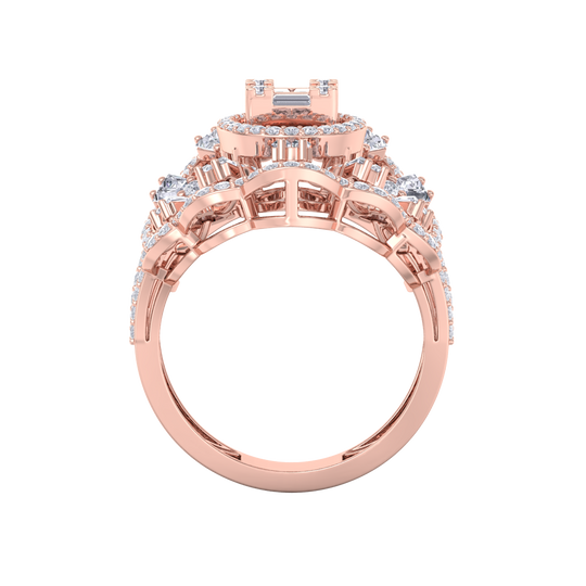 Statement ring in rose gold with white diamonds of 2.10 ct in weight