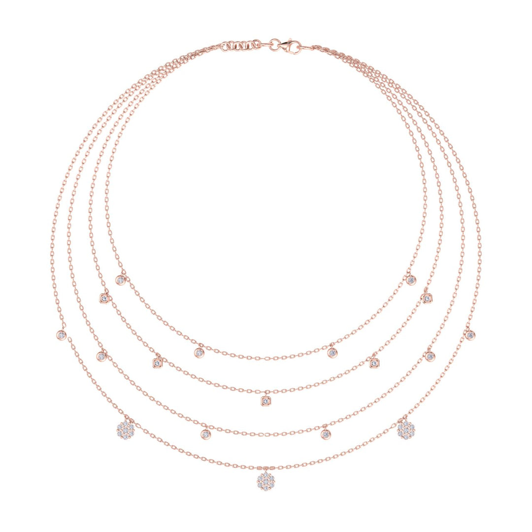 Multi-strand necklace in rose gold with white diamonds of 0.83 ct in weight - HER DIAMONDS®