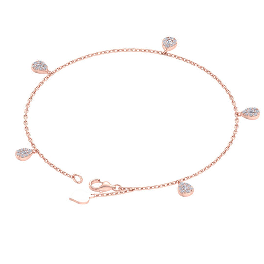 Charm bracelet in rose gold with white diamonds of 0.32 ct in weight