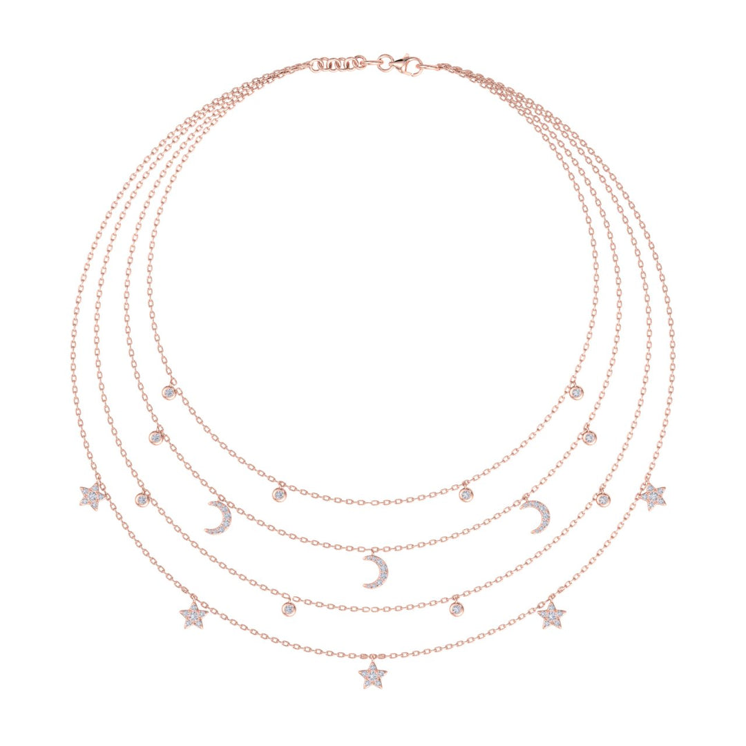 Night sky necklace in yellow gold with white diamonds of 0.81 ct in weight - HER DIAMONDS®