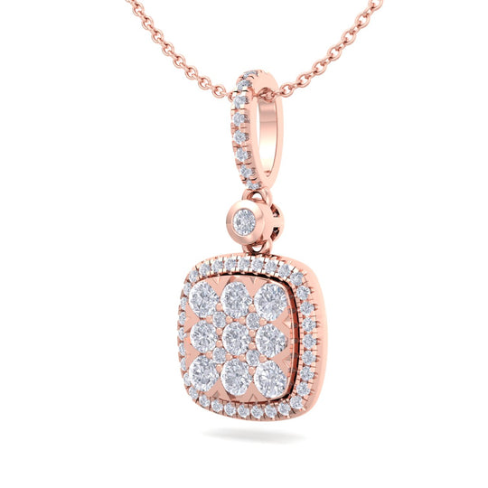 Square pendant in rose gold with white diamond of 0.58 ct in weight - HER DIAMONDS®