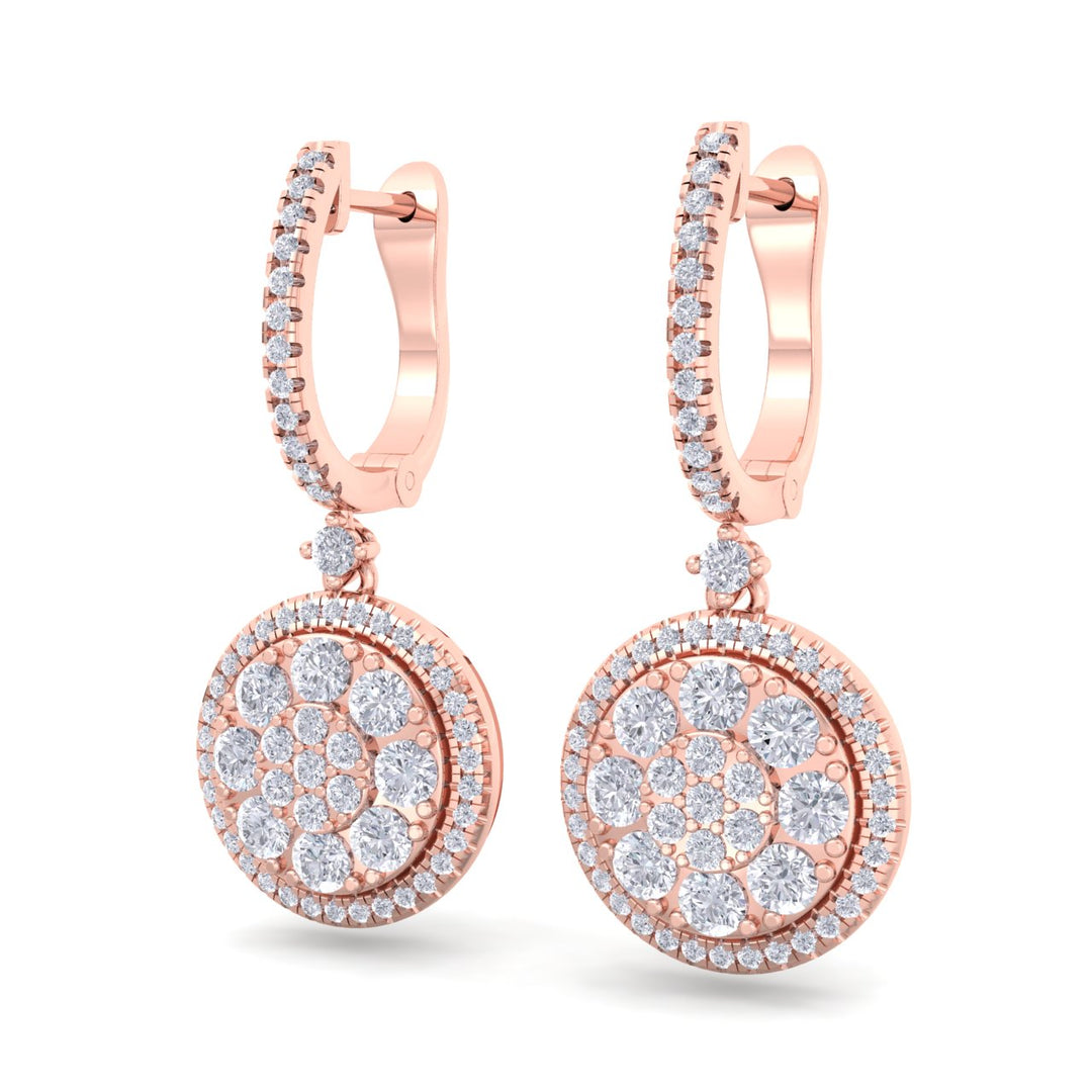 Round earrings in yellow gold with white diamonds of 1.83 ct in weight - HER DIAMONDS®