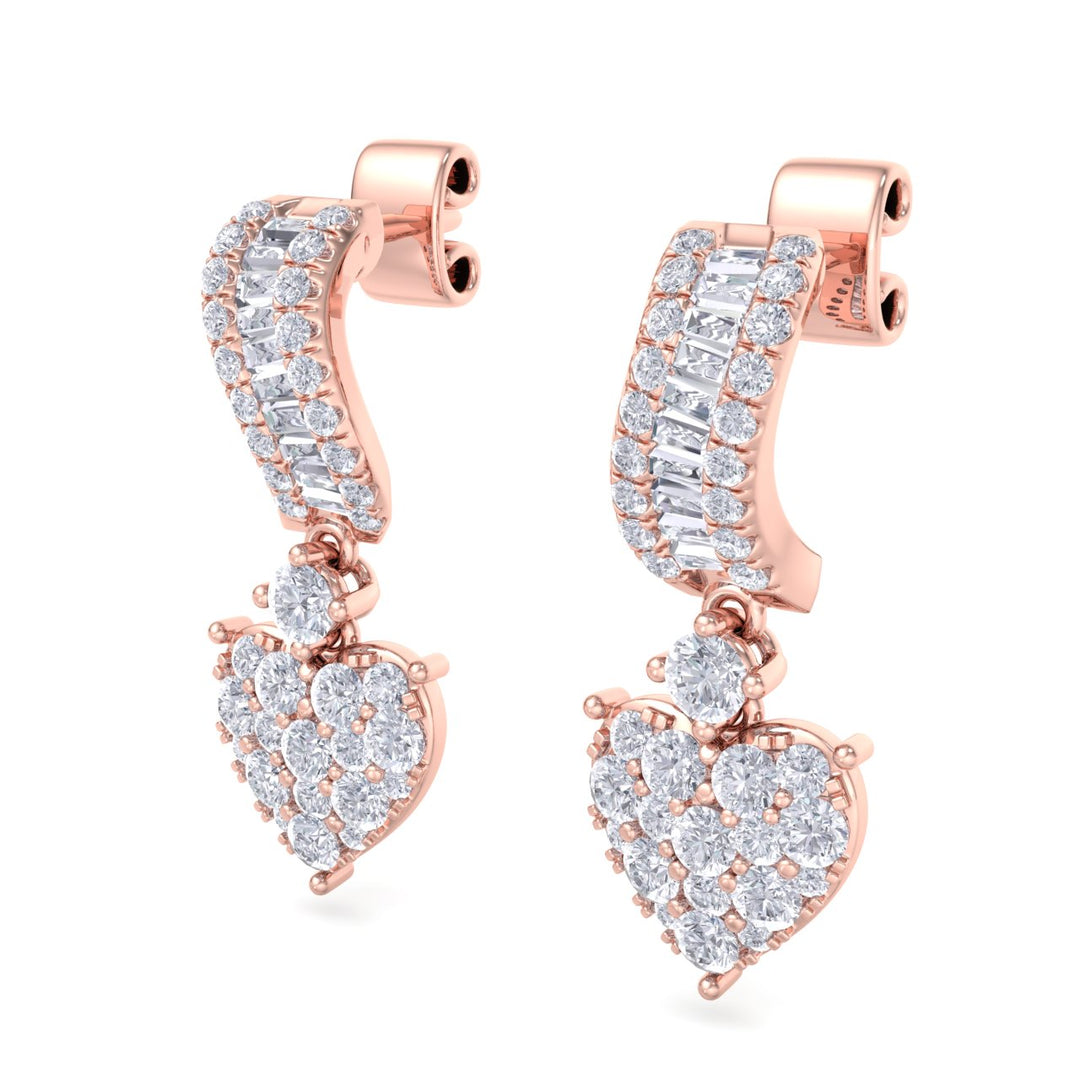 Drop earrings in white gold with white diamonds of 1.09 ct in weight