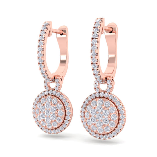Round drop earrings in white gold with white diamonds of 0.84 ct in weight - HER DIAMONDS®