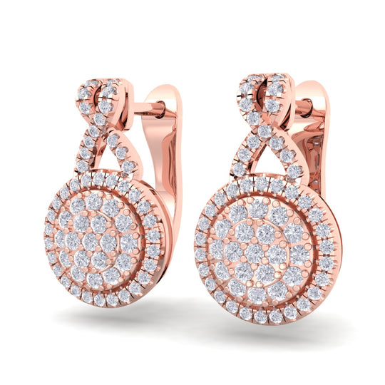 Round earrings in yellow gold with white diamonds of 0.51 ct in weight - HER DIAMONDS®