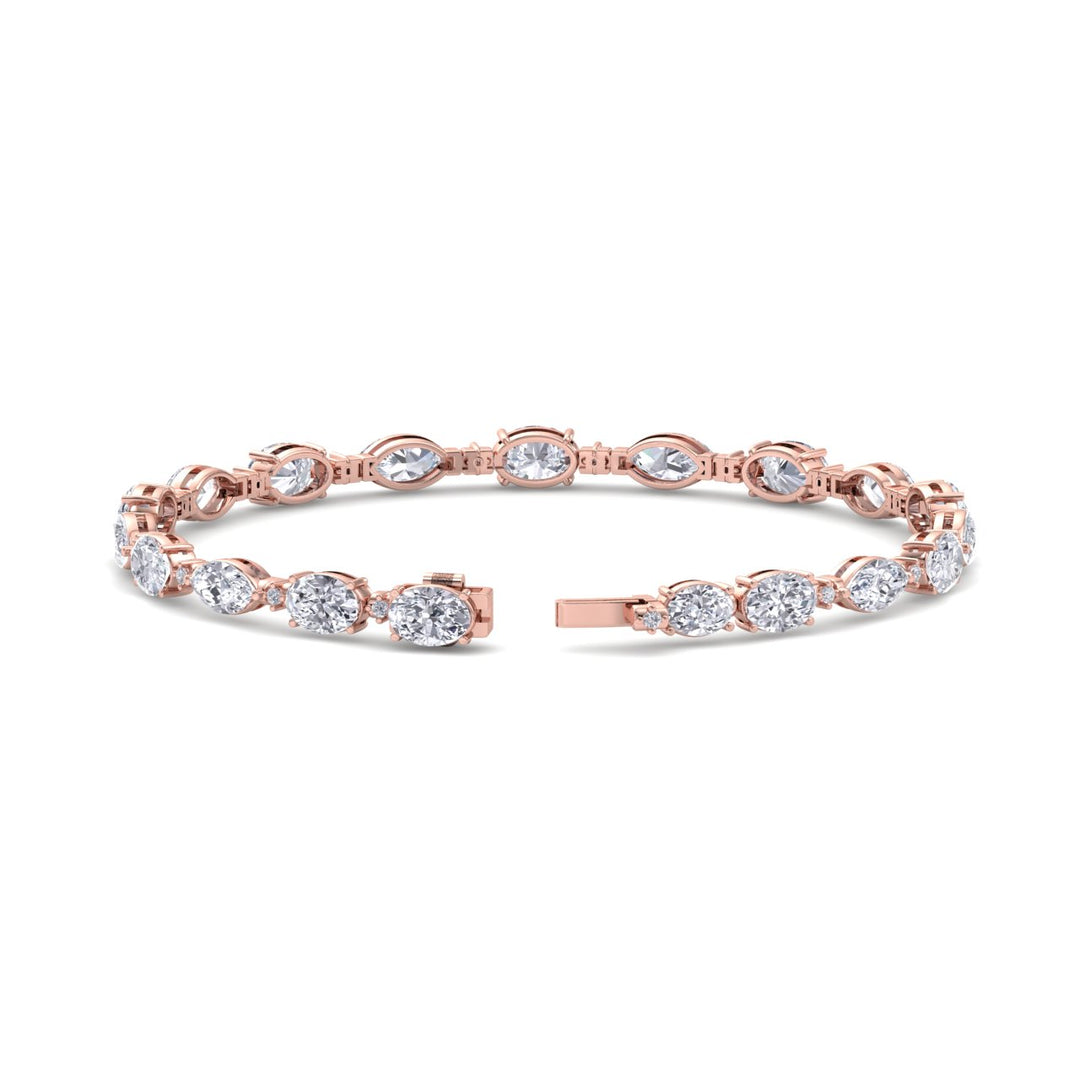 Marquise bracelet in rose gold with white diamonds of 8.69 ct in weight - HER DIAMONDS®