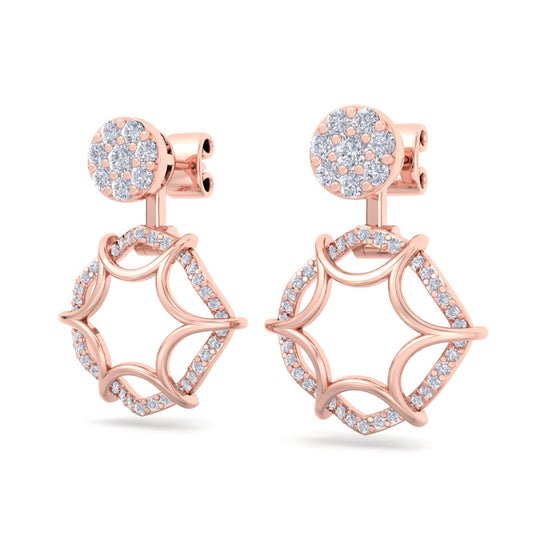 Elegant earrings in yellow gold with white diamonds of 0.68 ct in weight - HER DIAMONDS®
