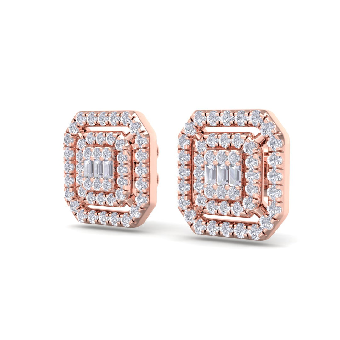 Square stud earrings in white gold with white diamonds of 0.41 ct in weight