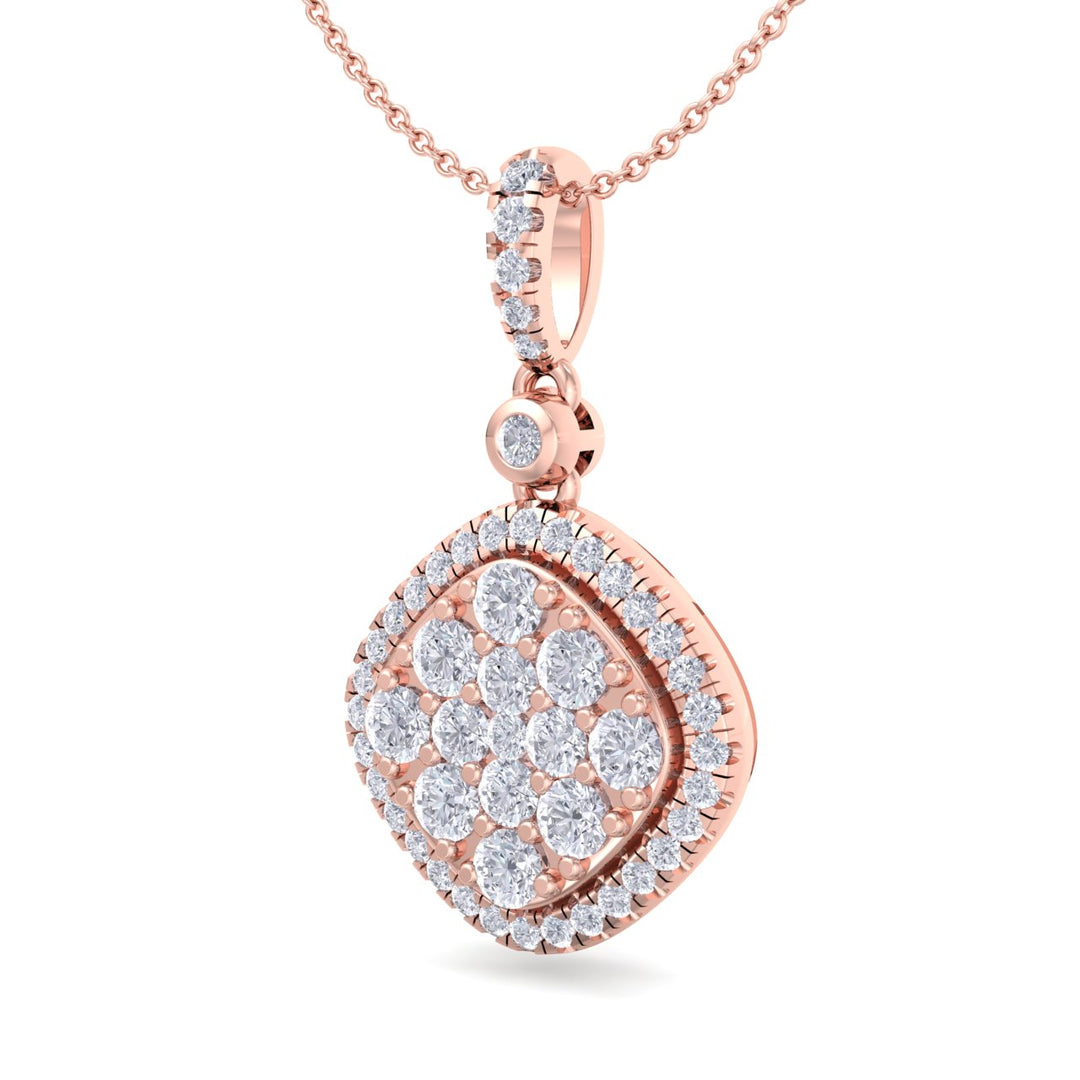 Square pendant in rose gold with white diamonds of 0.74 ct in weight - HER DIAMONDS®