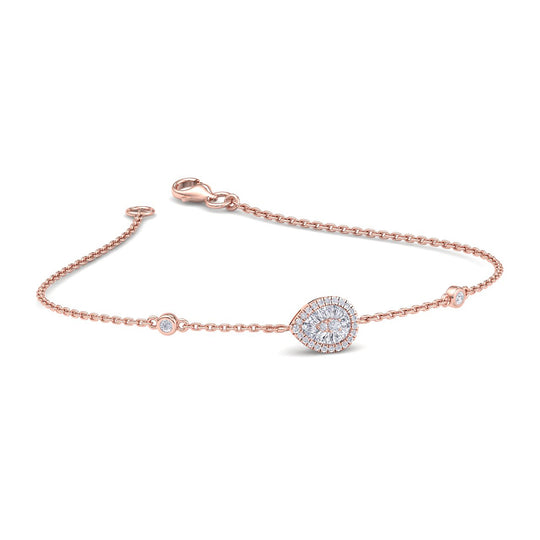 Pear shaped bracelet in rose gold with white diamonds of 0.29 ct in weight - HER DIAMONDS®