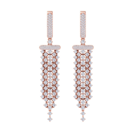 Chandelier earrings in white gold with white diamonds 4.48 ct in weight