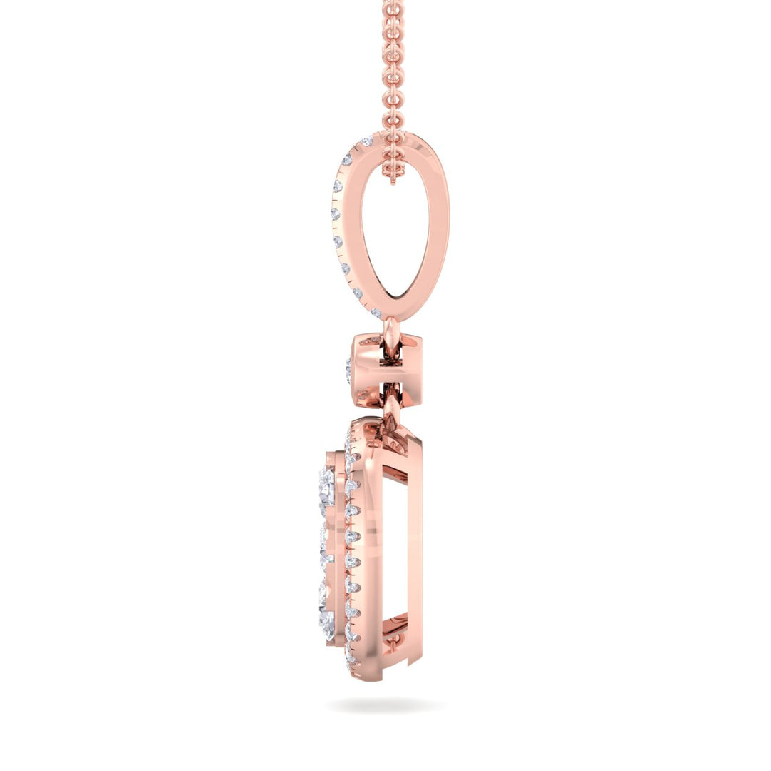 Square pendant in rose gold with white diamond of 0.58 ct in weight - HER DIAMONDS®