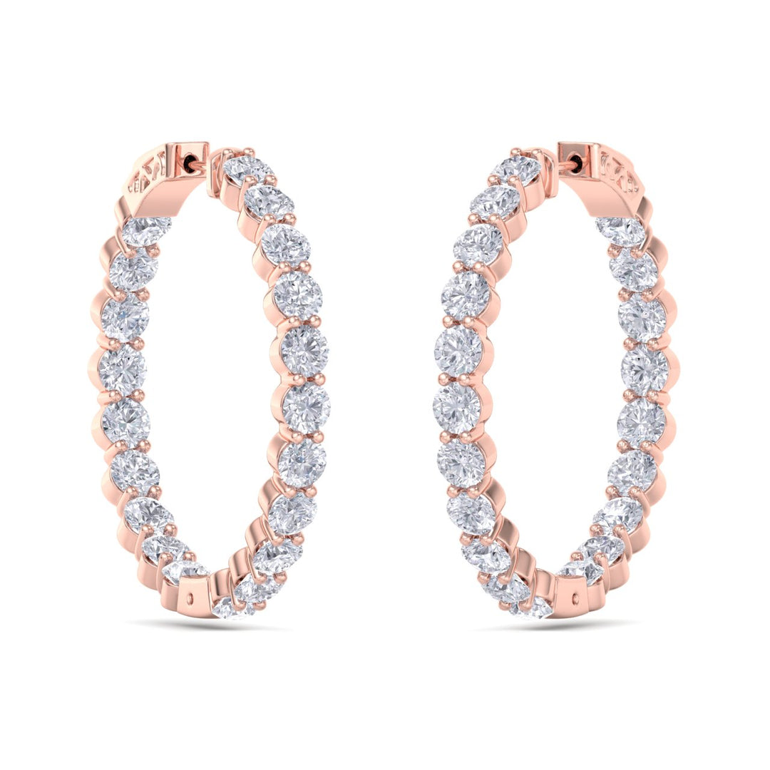 Hoop earrings in yellow gold with white diamonds of 7.46 ct in weight