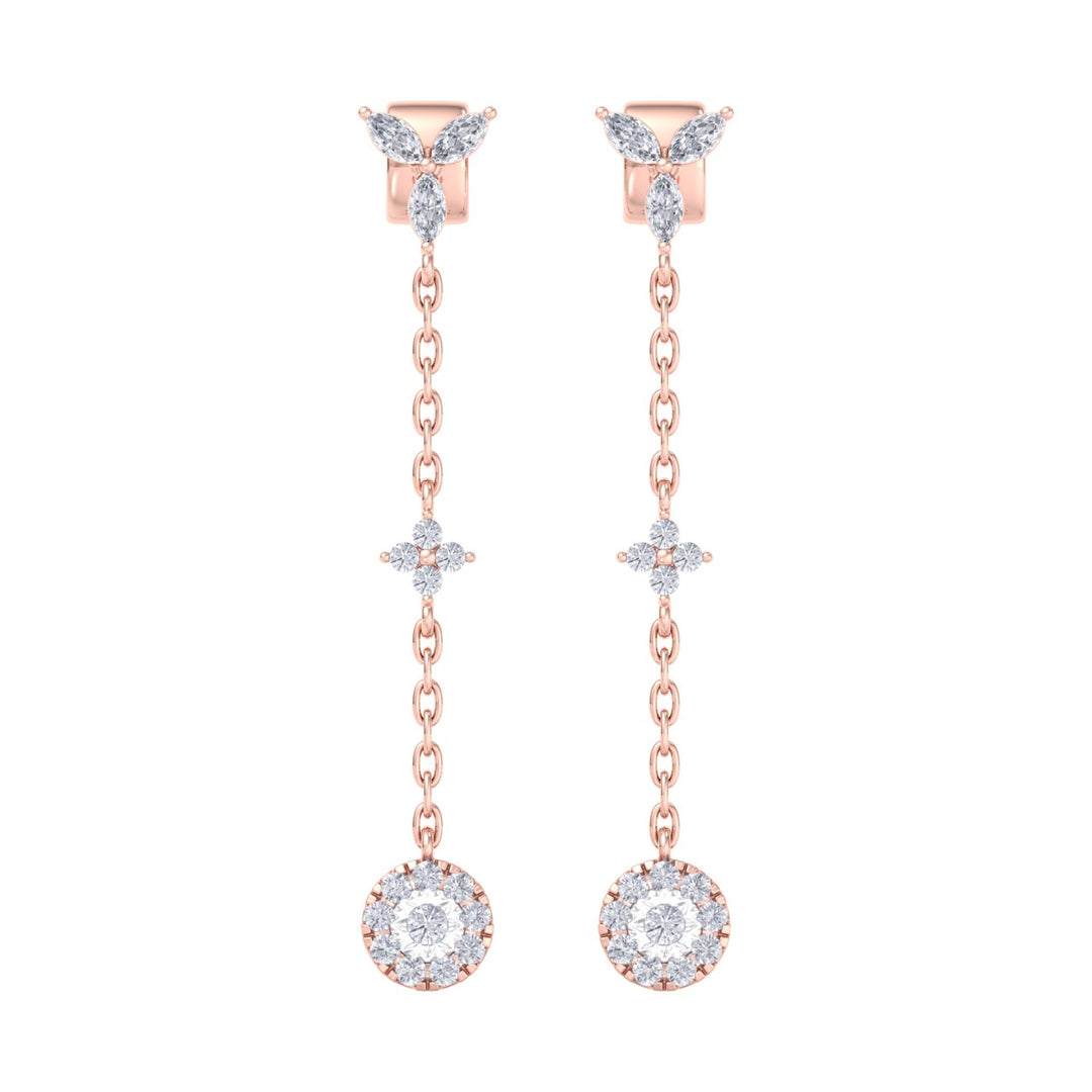 Drop earrings with miracle plate in yellow gold with white diamonds of 0.47 ct in weight