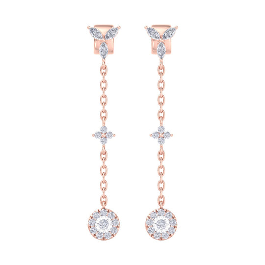 Drop earrings with miracle plate in yellow gold with white diamonds of 0.47 ct in weight