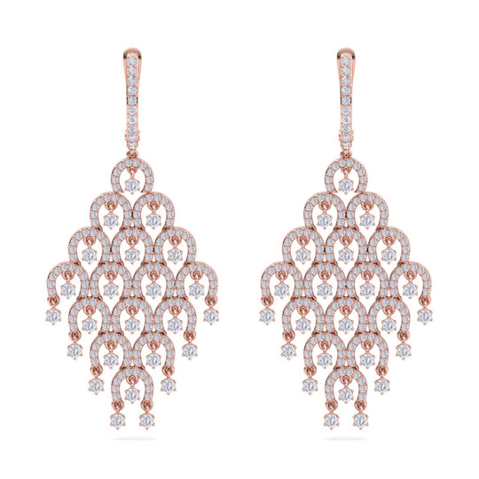 Chandelier earrings in rose gold with white diamonds of 6.72 ct in weight - HER DIAMONDS®